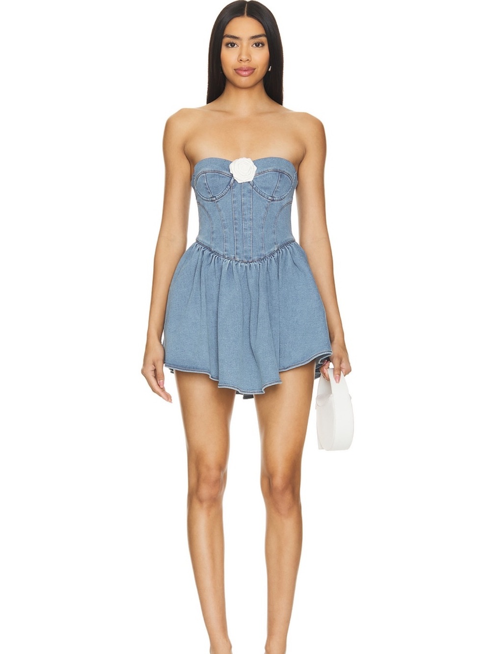 Lovers and Friends Hana mini Denim Strapless Dress with Corset Bodice